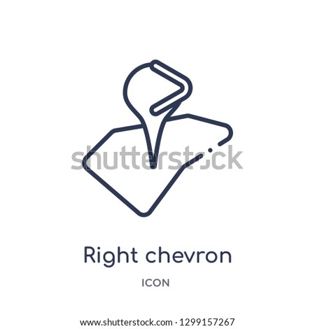 Linear right chevron icon from Maps and locations outline collection. Thin line right chevron icon isolated on white background. right chevron trendy illustration