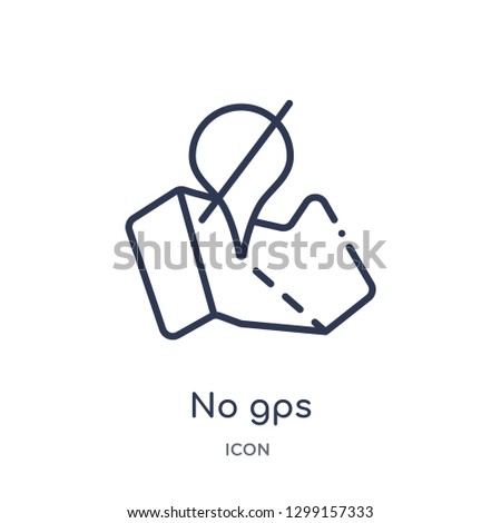 Linear no gps icon from Maps and locations outline collection. Thin line no gps icon isolated on white background. no gps trendy illustration