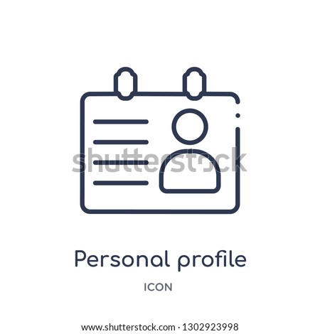 Linear personal profile icon from Human resources outline collection. Thin line personal profile icon isolated on white background. personal profile trendy illustration