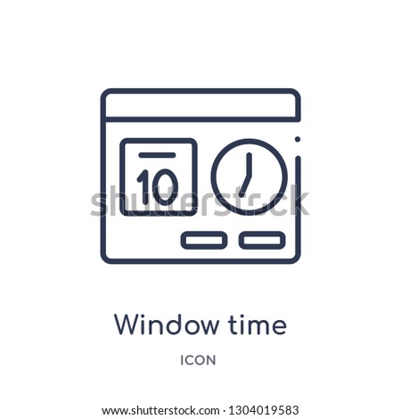 window time icon from user interface outline collection. Thin line window time icon isolated on white background.