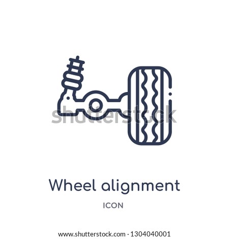 wheel alignment icon from transportation outline collection. Thin line wheel alignment icon isolated on white background.