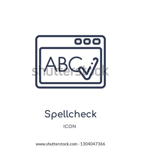 spellcheck icon from user interface outline collection. Thin line spellcheck icon isolated on white background.