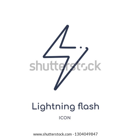 lightning flash icon from user interface outline collection. Thin line lightning flash icon isolated on white background.