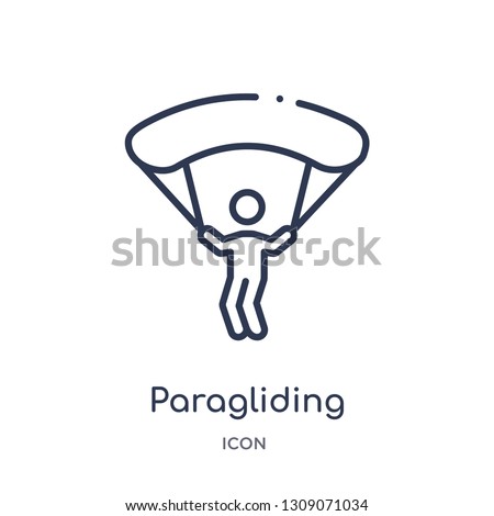 paragliding icon from sport outline collection. Thin line paragliding icon isolated on white background.