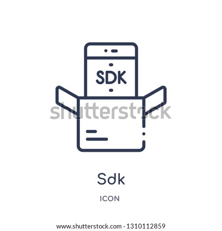 sdk icon from technology outline collection. Thin line sdk icon isolated on white background.