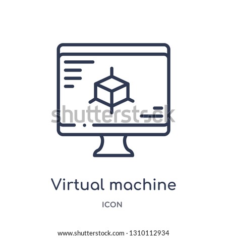 virtual machine icon from technology outline collection. Thin line virtual machine icon isolated on white background.