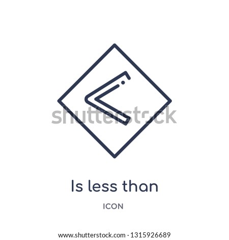 is less than icon from signs outline collection. Thin line is less than icon isolated on white background.