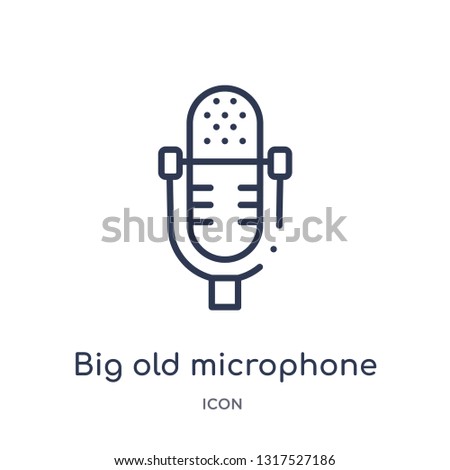 big old microphone icon from technology outline collection. Thin line big old microphone icon isolated on white background.