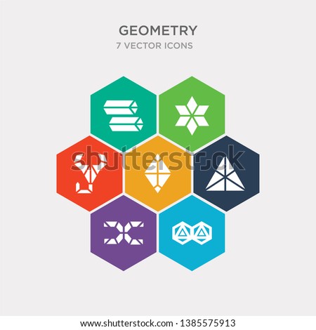 simple set of polygonal ornament of hexagons and triangles, polygonal ornamental shape of triangles, polygonal pyramid triangles, rhomb icons, contains such as icons scorpion, star six points,