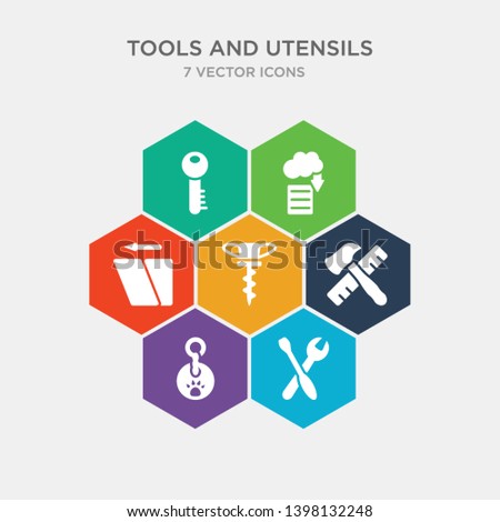 simple set of reparation, key ring, edit tools, auger icons, contains such as icons shear, download file from cloud, tiny key and more. 64x64 pixel perfect. infographics vector