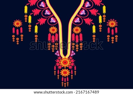 Neck design, pink, yellow, purple and orange uba tones, beautiful dark purple background  embroidery  For women's fashion, background, wallpaper, clothing, collar, original