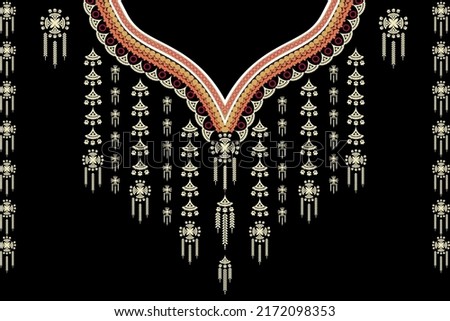 Necklace, Uba flower design  Beautiful lined up tones of cream white, orange brown, black background with traditional embroidery for women fashion, background, wallpaper, clothing and wrap.