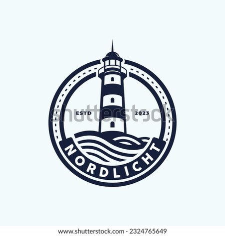 Circle Stamp Lighthouse Vector Logo Design Template Idea