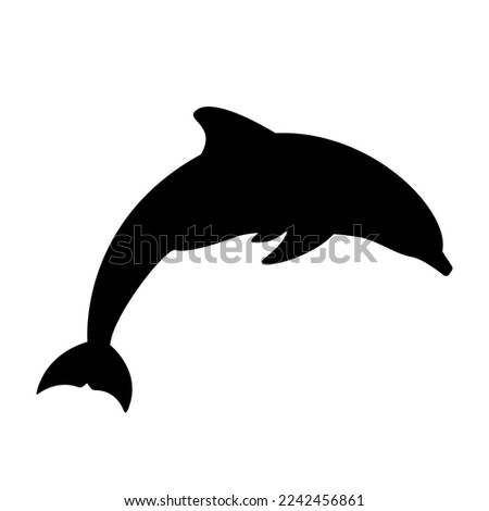 Silhouette of a dolphin icon isolated on white background. vector logo of a sea mammal. black and white symbol of a dolphin.