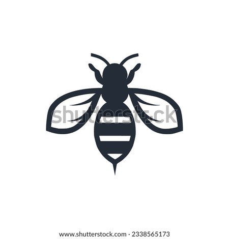 Professional black and white bee logo, suitable for a variety of industries. Minimalistic aesthetic, isolated on a white background. Silhouette icon of a wasp. simple logo of a honeybee.