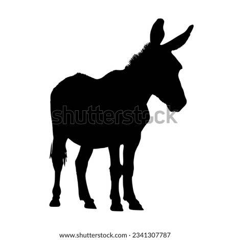 Black silhouette of a donkey isolated on white background. vector logo of a mule. black icon of a horse. vector illustration of a john.