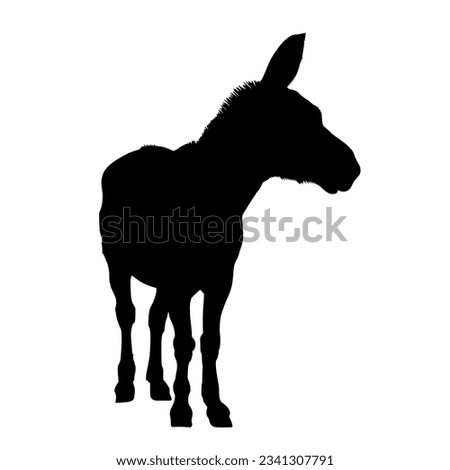 Black silhouette of a donkey isolated on white background. vector logo of a mule. black icon of a horse. vector illustration of a john.