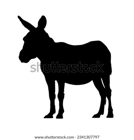 Black silhouette of a donkey isolated on white background. vector logo of a mule. black icon of a horse. vector illustration of a john.