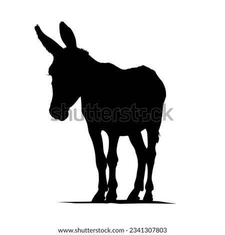 Black silhouette of a donkey isolated on white background. vector logo of a mule. black icon of a horse. vector illustration of a john.