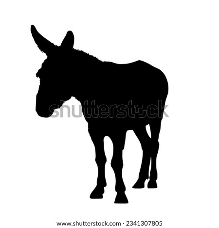 Black silhouette of a donkey isolated on white background. vector logo of a mule. black icon of a horse. vector illustration of a john.