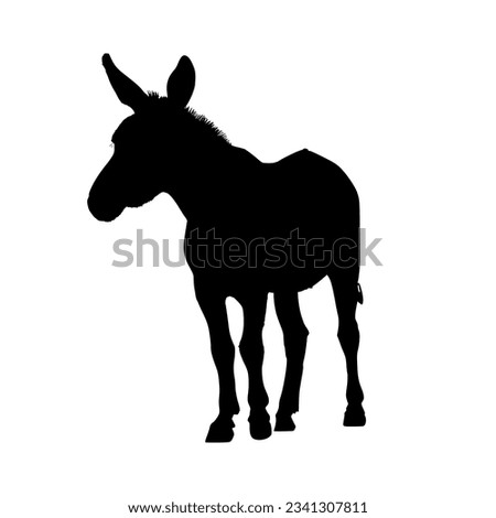 Black silhouette of a donkey isolated on white background. vector logo of a mule. black icon of a horse. vector illustration of a john.