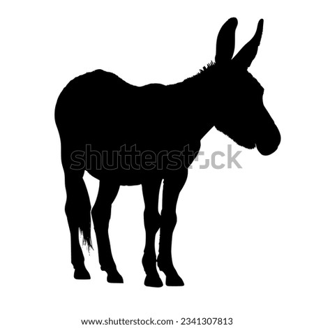 Black silhouette of a donkey isolated on white background. vector logo of a mule. black icon of a horse. vector illustration of a john.