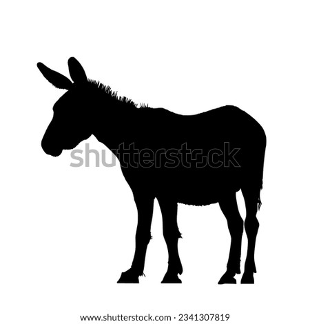 Black silhouette of a donkey isolated on white background. vector logo of a mule. black icon of a horse. vector illustration of a john.