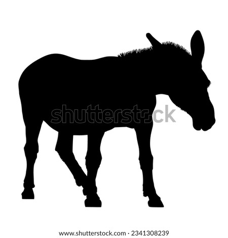 Black silhouette of a donkey isolated on white background. vector logo of a mule. black icon of a horse. vector illustration of a john.