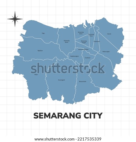 Semarang city map illustration. Map of cities in Indonesia