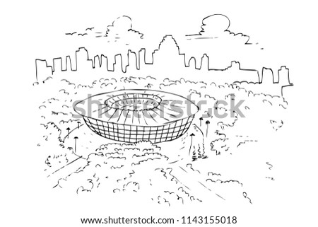 vector hand draw sketch of gelora bung karno or senayan sport stadium