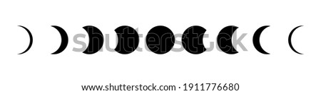 Moon phases flat icon illustration isolated on white background.