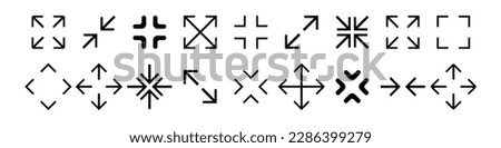 Full screen icons set. Arrow mark icons. Vector isolated on white background.