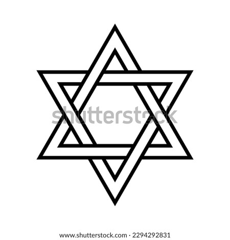 Star of David icon. Judaism sign. Six pointed star. Vector isolated on white background.