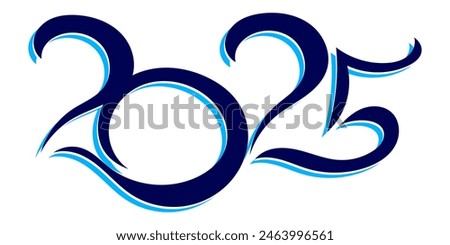 Happy New Year 2025 text design. 2025 hand drawn text. Modern brochure design template, card, banner. Vector illustration isolated on background.