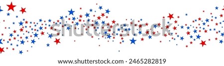 4th of July stardust scatter. American Independence Day stars background. Red blue stars confetti in USA flag colors for Independence Day. Vector EPS10