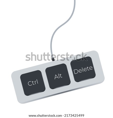 Ctrl, Alt and Del on white background. flat style. keyboard shortcut icon for your web site design, logo, app, UI. three button for fix computer symbol