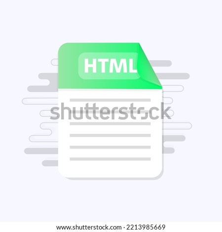 HTML file icon. Flat design graphic illustration. Vector HTML icon. Vector illustration isolated on white background