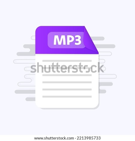 MP3 file icon. Flat design graphic illustration. Vector MP3 icon. Vector illustration isolated on white background