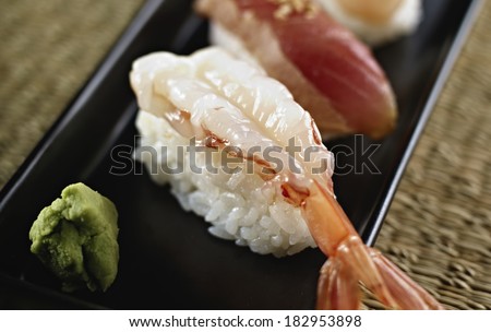 Japanese Sushi front viewÃ?Â¯Ã?Â¼?Shrimp, Tuna, Scallop