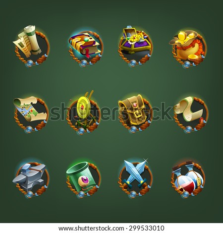 Decoration icons for games. Vector illustration.