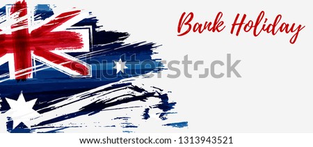 Grunge watercolor painted Australia flag. Bank holiday banner with grunge abstract flag