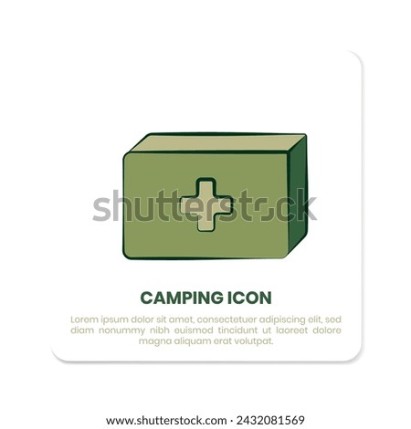 medkit icon design for camping equipment in hand drawn style