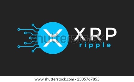 Ripple coin or XRP cryptocurrency banner and background vector illustration.	