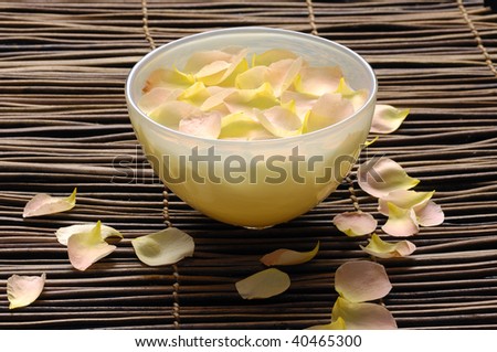 Bowl of Rose petals with withered rose petals