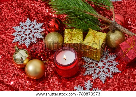 christmas decorations with fir treecandle on sequins on fabric red beads sequins - Christmas Decorations Made With Fabric christmas decorations with fir treecandle on sequins on fabric red beads sequins - Christmas Decorations Made With Fabric