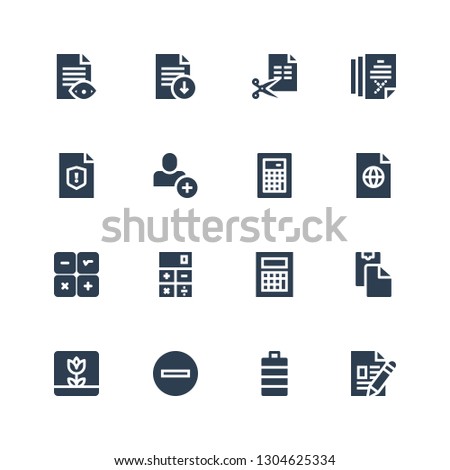 plus icon set. Collection of 16 filled plus icons included File, Full battery, Minus, Macro, Paste clipboard, Calculator, Add user