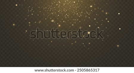 Christmas background. Powder PNG. Magic shining gold dust. Fine, shiny dust bokeh particles fall off slightly. Fantastic shimmer effect. Vector illustrator.