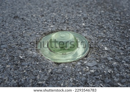 Similar – Image, Stock Photo Asphalted road with studded acoustic lane markings. Quiet country road in Spessart with verge