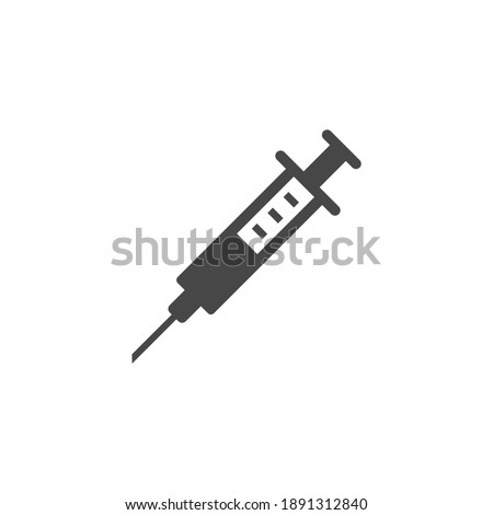 Injection Syringe Medical Icon Isolated on Black and White Vector Graphic 