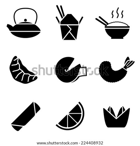 Chinese Take-Out Icons Stock Vector Illustration 224408932 : Shutterstock